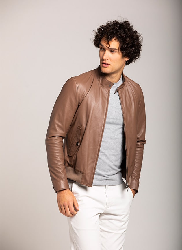 Bomber in soft lambskin leather - Monterey Jacket